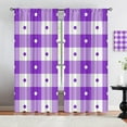 thumbnail image 3 of Purple White Plaid Checkered Kids Rod Pocket Long Curtains, Orderly Polka Dots Two Panels Room Decor Drapes, Energy Saving Filter Light Window Shades for Living Room Bedroom Kitchen-W52xL84in, 3 of 6