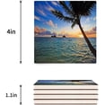 thumbnail image 3 of FMSHPON Hawaiian Island Silhouette Blue Sky Tropical Colorful Clouds Dawn Set of 6 Coaster for Drinks, Absorbent Ceramic Stone Coasters Cup Mat with Cork Base for Coffee Table Bar Decor, 3 of 4