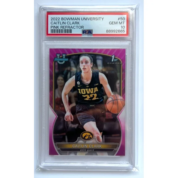 Bowman University 2022 1st Chrome Caitlin Clark Pink Refractor PSA 10 Gem Mint