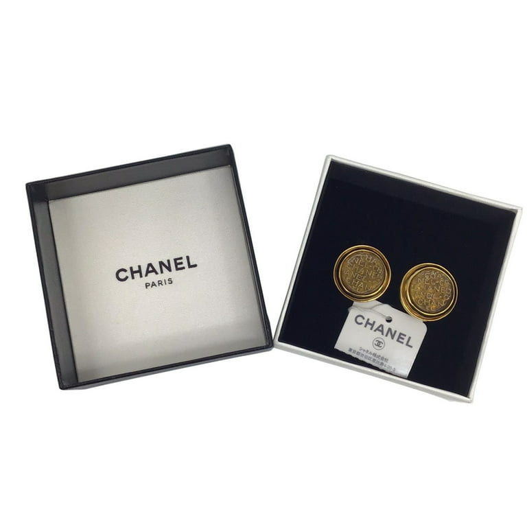 Authenticated Used CHANEL Chanel Round Logo Earrings 99A Gold Ladies Cotum  Jelly 