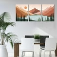 thumbnail image 3 of Boho Wall Art Framed Mid-Century Modern Wall Prints Geometric Mountain Forest Lake Abstract Nature Illustrations Modern Art Boho Wall Decor for Bedroom Living Room Bathroom-12 x16 x3 Natural, 3 of 6