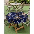 thumbnail image 3 of Outdoor Tablecloth with Umbrella Hole and Zipper, Christmas Yellow Snowflake Round Table Cloth 54 Inch Waterproof Tablecloth, Winter Xmas Blue Simple Picnic Table Cover for Patio Camping, 3 of 7