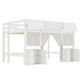 thumbnail image 6 of [Luckynote]Full Loft Bed with Built-in Bookshelf, Curtain, and Storage Shelf Amusement Park-Inspired Playful Design Safety Guardrails, White, 6 of 12