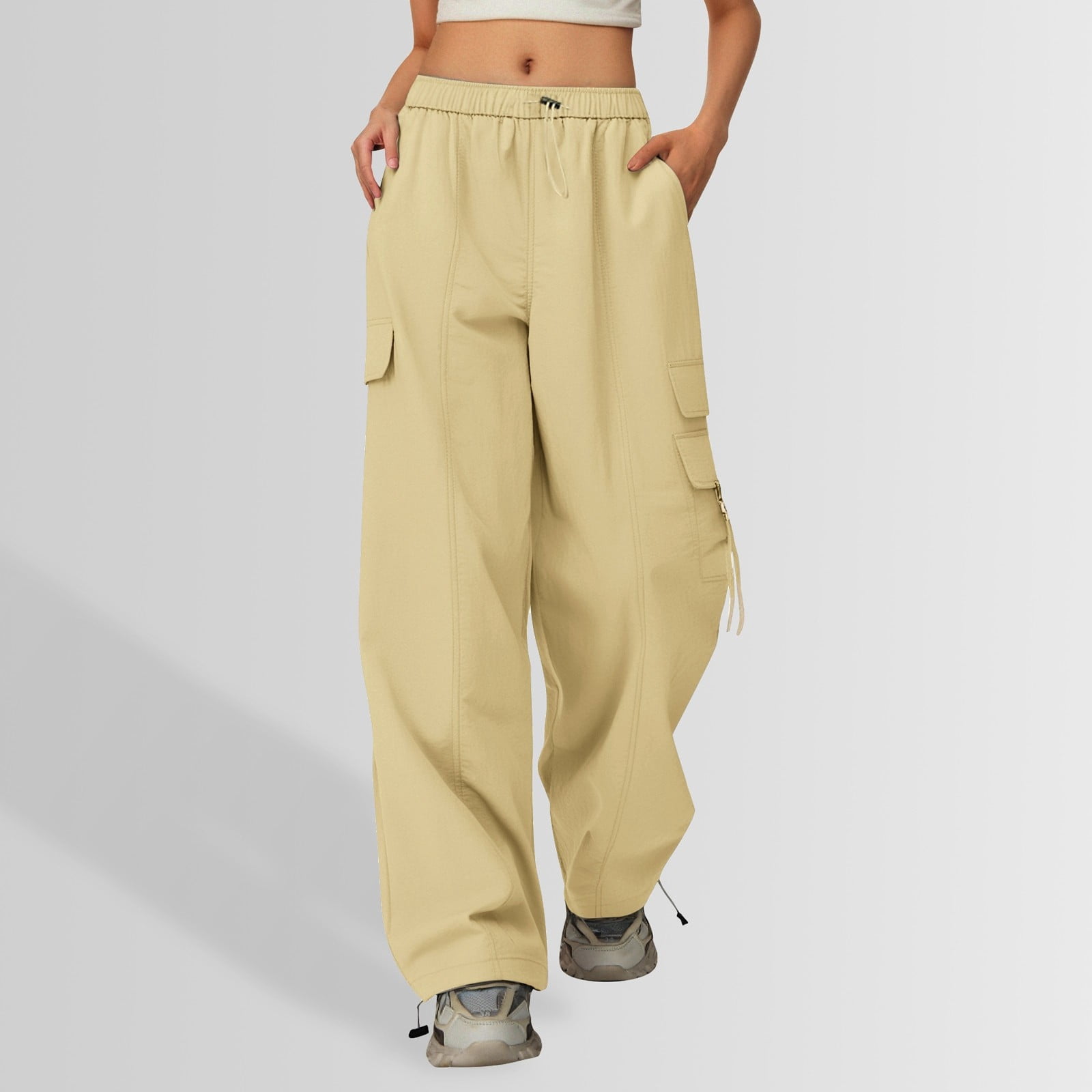 Pantalon Cargo Fille Unisexe – Taille Haute, Coupe Ample – Avec Cordon De Serrage – Décontracté Et Confortable - 6
