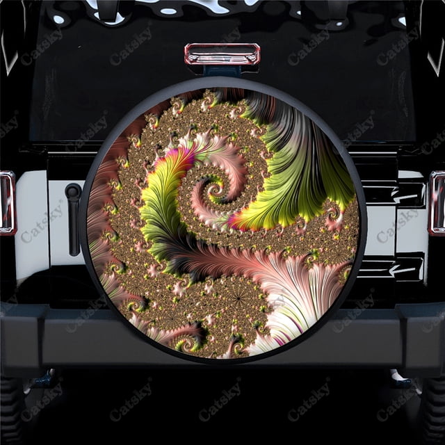 Metal Multicolor Corals Print Spare Tire Cover Waterproof Tire Wheel Protector for Car Truck SUV Camper Trailer Rv 14"-17"