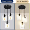 thumbnail image 4 of 3-Light Pendant Light Fixtures,Farmhouse Pendant Lights Kitchen Island,Black Kitchen Pendant Lighting, Hanging Lights for Dining Room, Hallway, E26 Base,Clear Glass Shade, 4 of 13