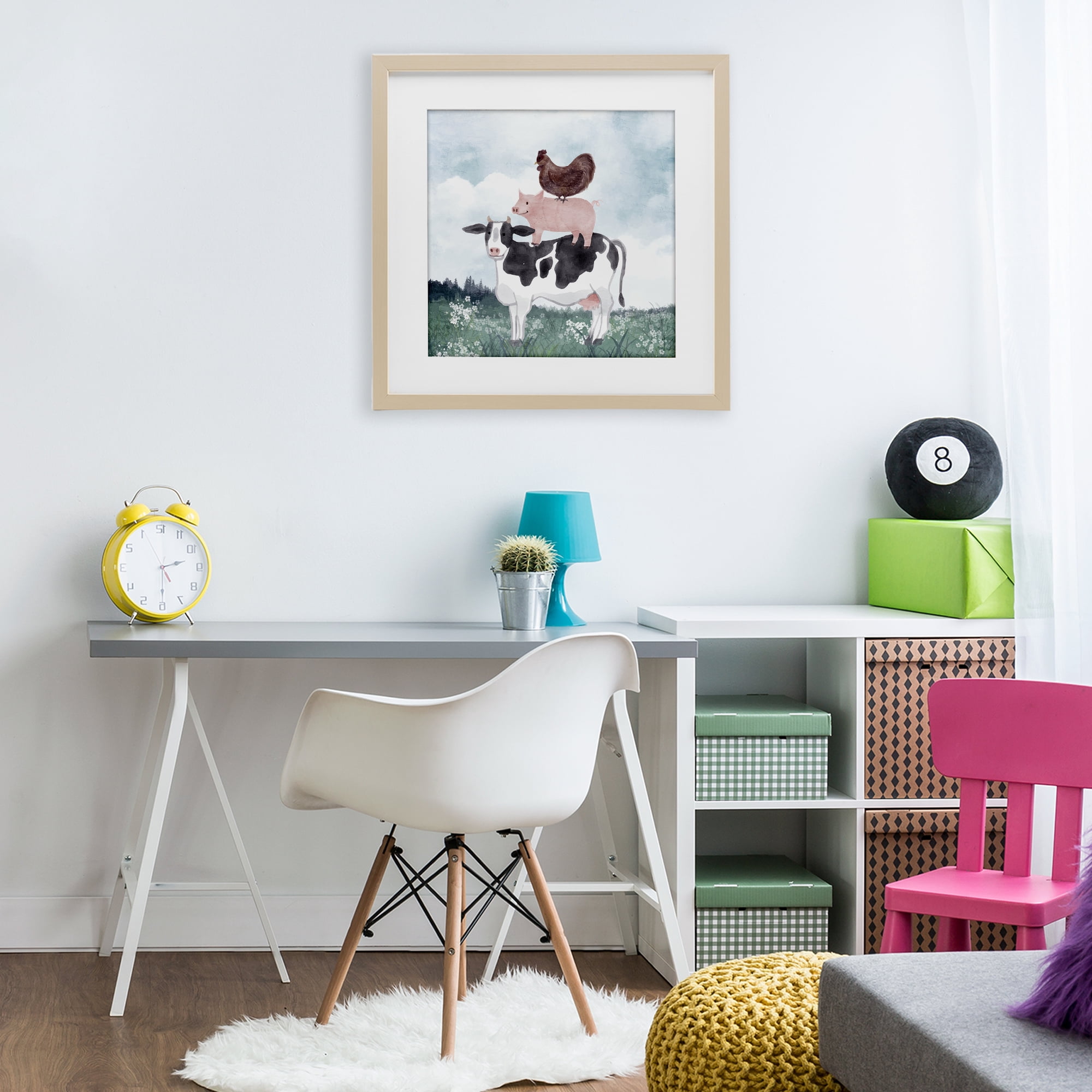 Stupell Industries Muted Stacked Farm Animals Birch Framed Print Under Glass, design by Kim Allen