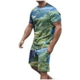 thumbnail image 2 of UVEASISHA Mens Sweatsuit Big and Tall,Men's Sports Short Set Short Sleeve Shirt and Shorts Sets World Map Print Casual 2 Piece Outfits Summer Short Sleeve T-Shirt Tracksuit Winter Sales, 2 of 5
