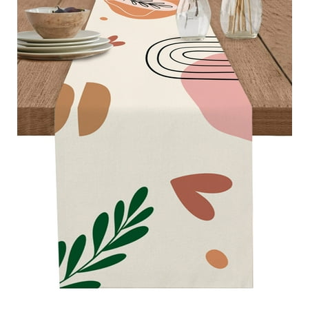

Love Abstract Plant Table Runner Holiday Kitchen Coffee Tablecloth Wedding Home Decoration Table Runner