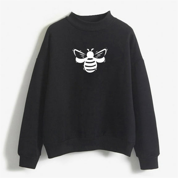 Dyfzdhu Sweatshirts for Women Fall Winter Crew Neck Solid Color Prints Long Sleeve Pullover Sweatshirt