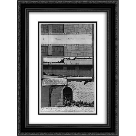 Giovanni Battista Piranesi 2x Matted 18x24 Black Ornate Framed Art Print 'Construction details of the Cloaca Maxima'