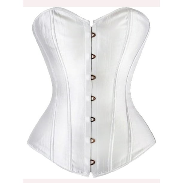 ALING Corsets for Women Waist Trainer Underbust Cincher Corset Busiter 12  Plastic Boned Corset Back Satin Lace up Corset with G-String Size S-6XL 
