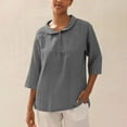 thumbnail image 4 of Trendsetting Women's Apparel Fashion Plus Size Womens Solid Color V-neck Loose Button Blouse 3/4Sleeve Casual Work Tunic Tops, 4 of 8