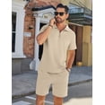 thumbnail image 2 of COOFANDY Mens Tracksuit Casual 2 Piece Quarter Zip Polo Shirt and Shorts Set Athletic Jogging Sports, 2 of 9