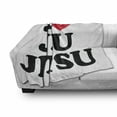 thumbnail image 3 of Jiu Jitsu Soft Flannel Fleece Throw Blanket, I Love Jui Jitsu Themed Modern Typography Design with a Heart, Cozy Plush for Indoor and Outdoor Use, 50" x 60", Black White Dark Coral, by Ambesonne, 3 of 6
