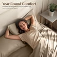 thumbnail image 5 of King Size 4 Piece Microfiber Sheet Set with Deep Pocket Fitted Sheet, Soft Hotel Style Bedding, Embroidered Pillowcases and Convenient Side Storage Pocket, 5 of 8