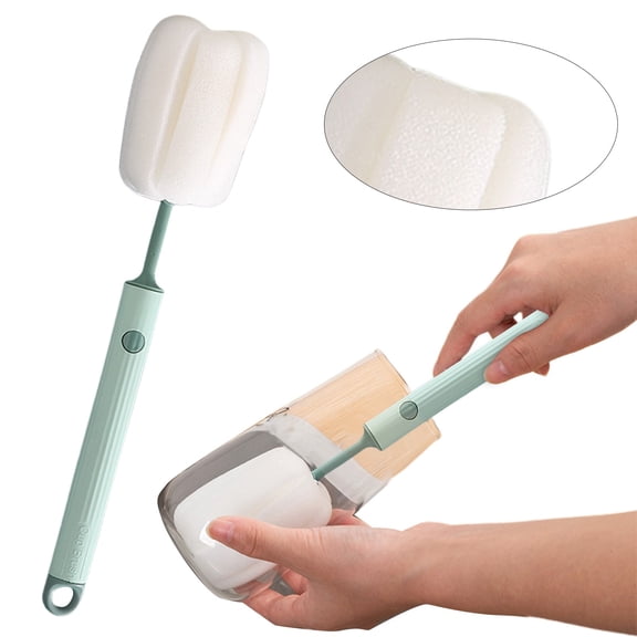 ZMGEJPW Bottle Brush Long Handle Cup Cleaner Brush Sponge Bottle Scrubber Detachable Handle Portable Sponge Cleaning Brush for Cups Wine Glasses Water Bottles Baby Bottles and Vacuum Flasks
