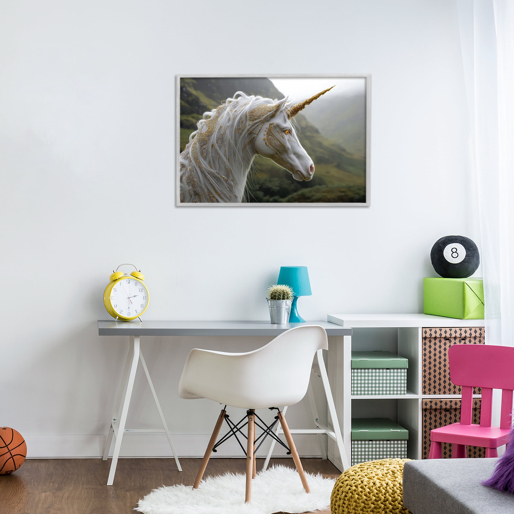 Stupell Industries Ornate Celtic Unicorn Gray Framed Giclee Art, design by The Wands Want