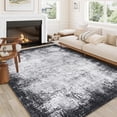 thumbnail image 2 of 5x7 Washable Area Rugs Soft Modern Bordered Abstract Large Rug Foldable Low Pile Indoor Floor Carpet Throw Rugs Dining Room Black/Grey, 2 of 6