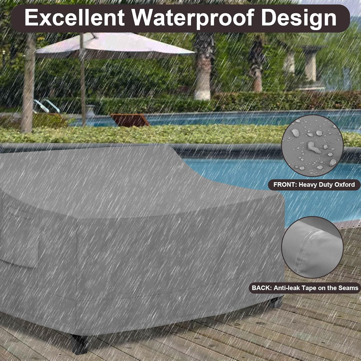 85"W x 35"D x 35"H 3-Seater Outdoor Couch Cover Waterproof Patio Sofa Furniture Cover with Air Vent and Handles