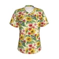 thumbnail image 2 of Uemuo Sunflower Cornflower Poppy Printed Women's Classic V-Neck T-Shirt - Soft, Breathable, Moisture-Wicking, Perfect for Casual, Office, Travel, and Everyday Wear-3X-Large, 2 of 5