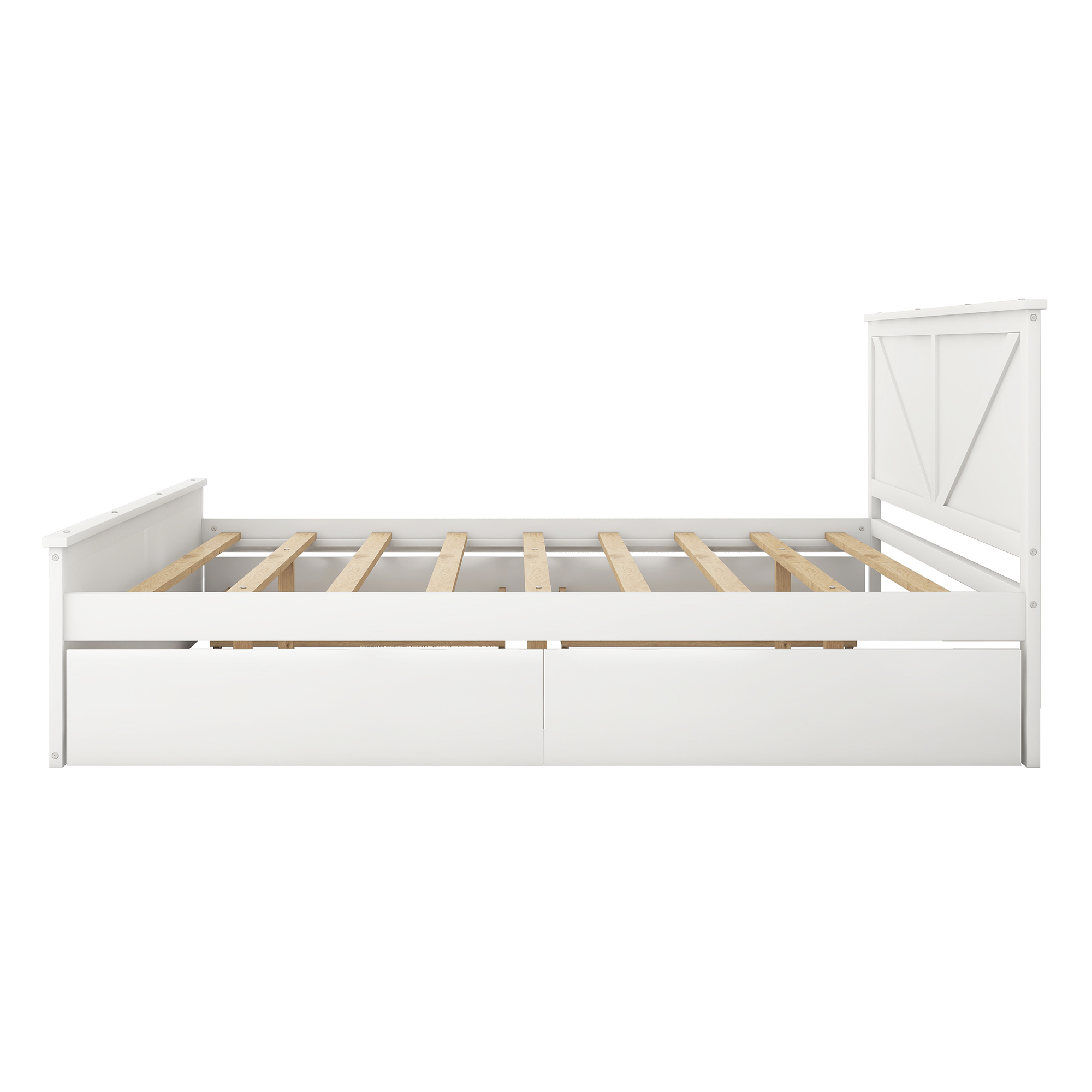 Euroco Pine Wood King Size Platform Bed with Four Storage Drawers for ...