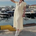 thumbnail image 2 of Women Summer Casual Long Dress Patchwork Turn-Down Collar Dress, 2 of 5