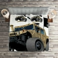 thumbnail image 2 of Ambesonne Cartoon Quilted Coverlet 3 Pcs, Off Road Savannah Truck, Queen Size, Brown and Grey, 2 of 2