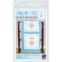 Jack Dempsey Stamped White Quilt Blocks 18"X18" 6/Pkg-Basket Of Daisies