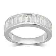 Arista 2 7/8 Carat T.W. Cubic Zirconia Women's Channel Baguette Row Wedding Band in Sterling Silver