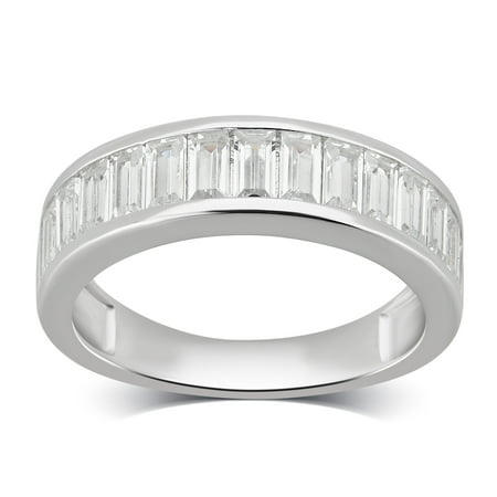Arista 2 7/8 Carat T.W. Cubic Zirconia Women's Channel Baguette Row Wedding Band in Sterling Silver