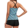 thumbnail image 2 of Birdeem Mode Dames Dégradé Multicolore Minimaliste Vagues Rayures Boxeur Pantalon Bretelles Maillot de Bain Deux Pièces pour Femmes, 2 of 6