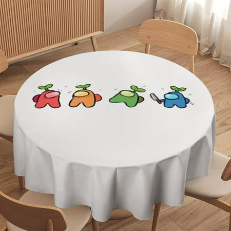 

Among Us Impostor Round Tablecloth，Waterproof Stain and Wrinkle Resistant Washable Fabric Table Cloth for Restaurant Picnic Indoor and Outdoor Dining