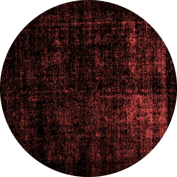 Ahgly Company Machine Washable Indoor Round Abstract Red Modern Area Rugs, 3' Round