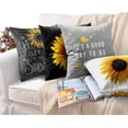 thumbnail image 3 of 4 Pcs Soft Sunflower Decorative Throw Pillow Covers,Print Summer Sunflower Pillowcases 18x18 Inches Square Cushion Covers Black and White and Gray, 3 of 6