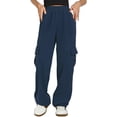thumbnail image 4 of Bovemsi Casual Pants for Women Solid Color Pocket Work Long And Women's Daily Use Beach Trousers with Pockets, 4 of 9