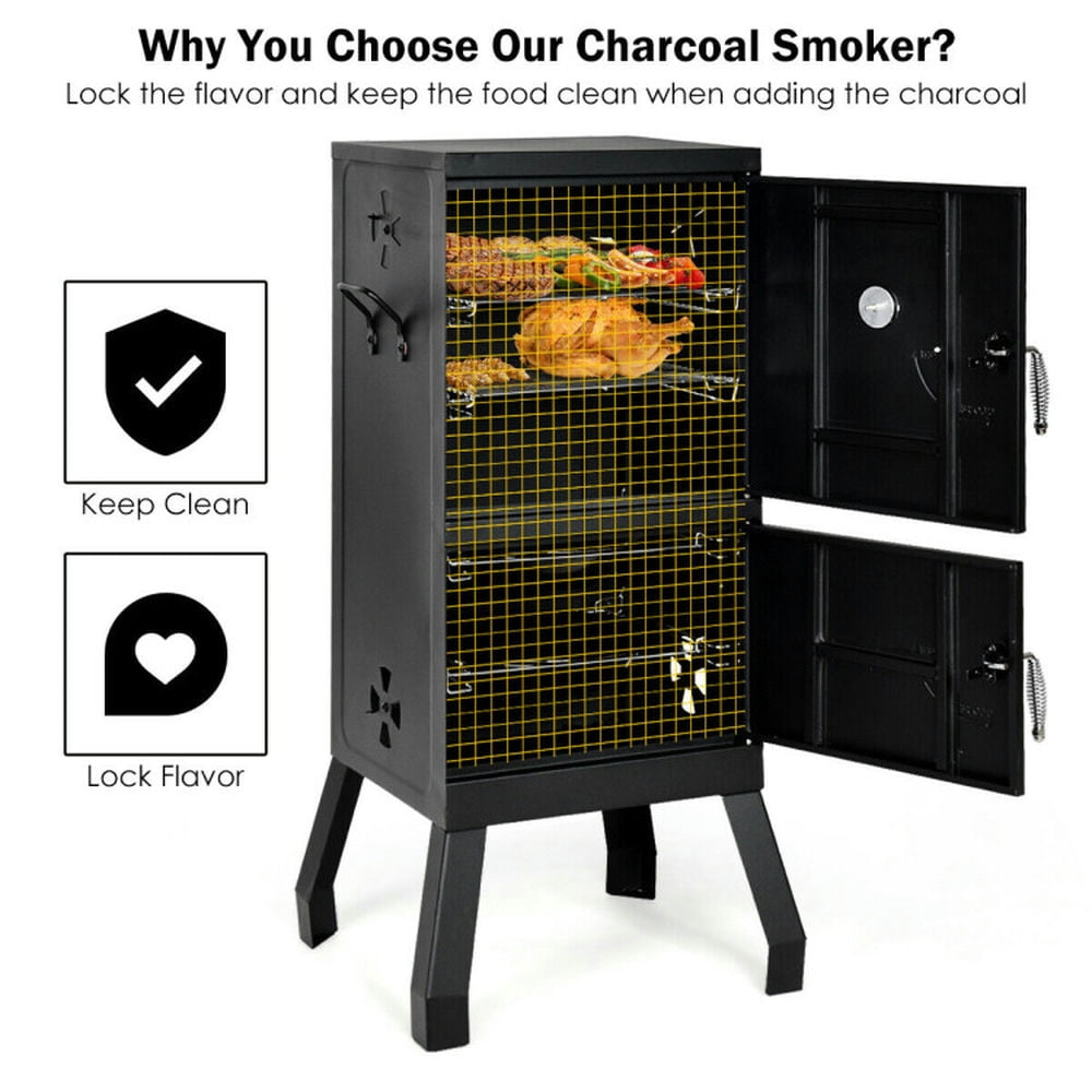 Spaco Vertical 2-Tier Outdoor Barbeque Grill with Temperature Gauge, Camp Stove for Outdoor Cooking