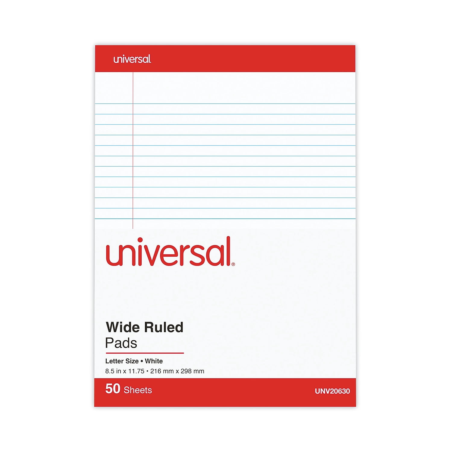 UNIVERSAL Perforated Edge Writing Pad Legal Ruled Letter White 50 Sheet Dozen 20630