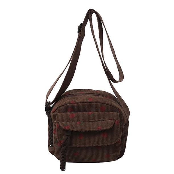 TQEHS Bolsos cruzados Lindo bolso bandolera de pana con fresas para mujer Hot E1 K3F3