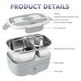 thumbnail image 6 of Zeng Electric Lunch Box Food Heater, 2-in-1 Portable Food Warmer for Car & Home, Leak-Proof 304 Stainless Steel Container, 1.5L, Gray, 6 of 7