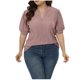 thumbnail image 2 of Fiudx Camisas de Mujer Camisetas de Talla Grande para Mujer con Cuello En V y Manga Corta Abombada, Blusas Informales de Verano con Agujeros, 2 of 7