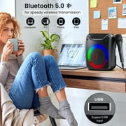 JYX Bluetooth Speaker with Microphone, Portable Party Speaker with LED Light for Outdoor, D18