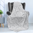 thumbnail image 4 of Grey Soft Flannel Fleece Throw Blanket, Floral Flower Buds Leaves Pattern English Country Style Victorian Lace Image Print, Cozy Plush for Indoor and Outdoor Use, 50" x 60", Grey White, by Ambesonne, 4 of 5