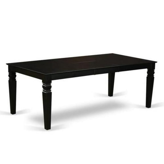 East West Furniture Logan  Dining  Table  with  Wood  Seat  -  Black  White  Finish.