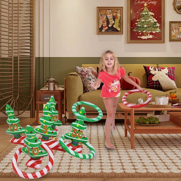 Inflatable Christmas Tree Ring Toss Game - 56x56cm PVC Pool Party Toss Toy For Outdoor & Indoor Holiday Fun
