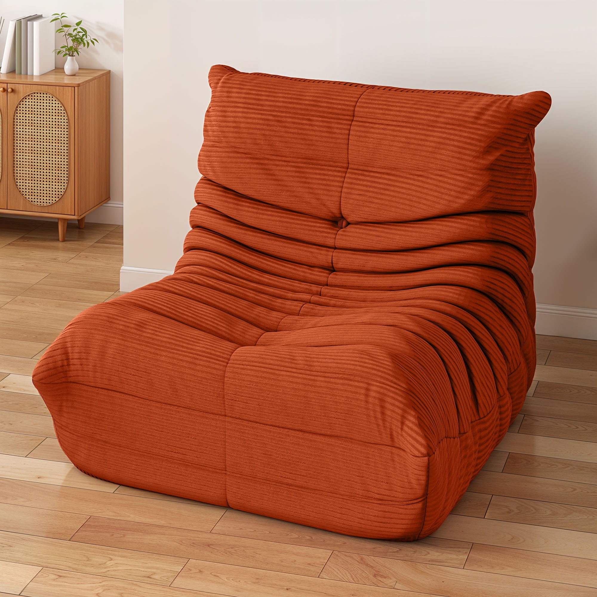 Dextrus Bean Bag Chair for Adults, Upholstered Floor Sofa,  Memory Foam Lazy Floor Sofa Couch,Brown