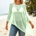 thumbnail image 2 of Women Asymmetrical Off Shoulder Beach Cover Up Wrap Sun Shawl,Green,One Size, 2 of 5
