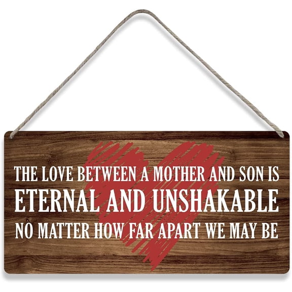 Country Style Wall Decor Love Between a Mother and Son Quote Wooden Signs Rustic Hanging Wall Plaque Sign Home Decor Present 10x5 Inch