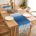 thumbnail image 3 of Blue Starfish Table Runner - 36 Inch Long, Kitchen Dining Table Runner Dresser Scarves, Coastal Coral Ocean Ombre Brown Wooden Farmhouse Decor for Coffee Tables Wedding Party Banquet, 3 of 8