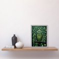 thumbnail image 2 of Sage Green Owl Illustration Perched in Geometric Forest Night Dusk Artwork Framed Wall Art Print A4, 2 of 5